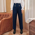 Double breasted knitted straight leg pants