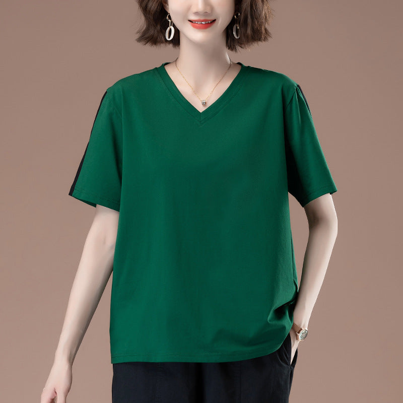 V-neck short sleeved T-shirt for women