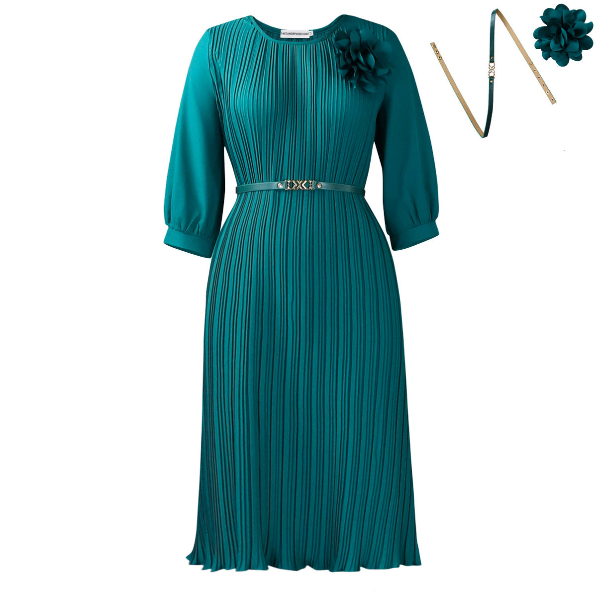 Short sleeved square neck solid color high waisted ruffle edge dress