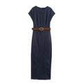 Versatile slim fit waist belt MIDI dress