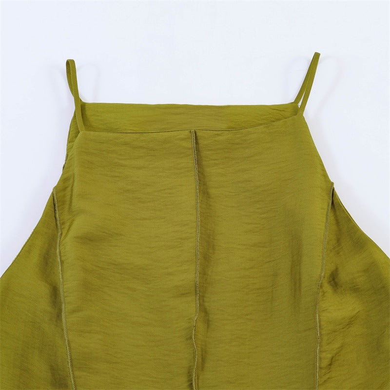 Loose Casual Solid Color Dress with Waist Belt for Women