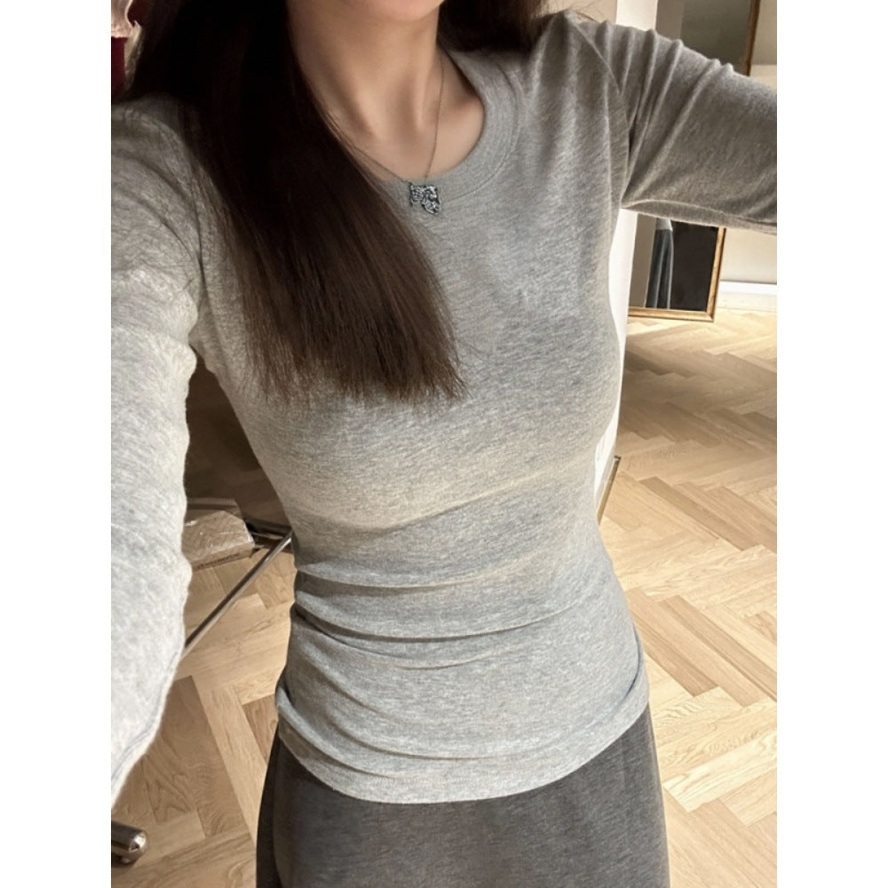 Layered Slim Fit Round Neck Versatile T-Shirt for Women