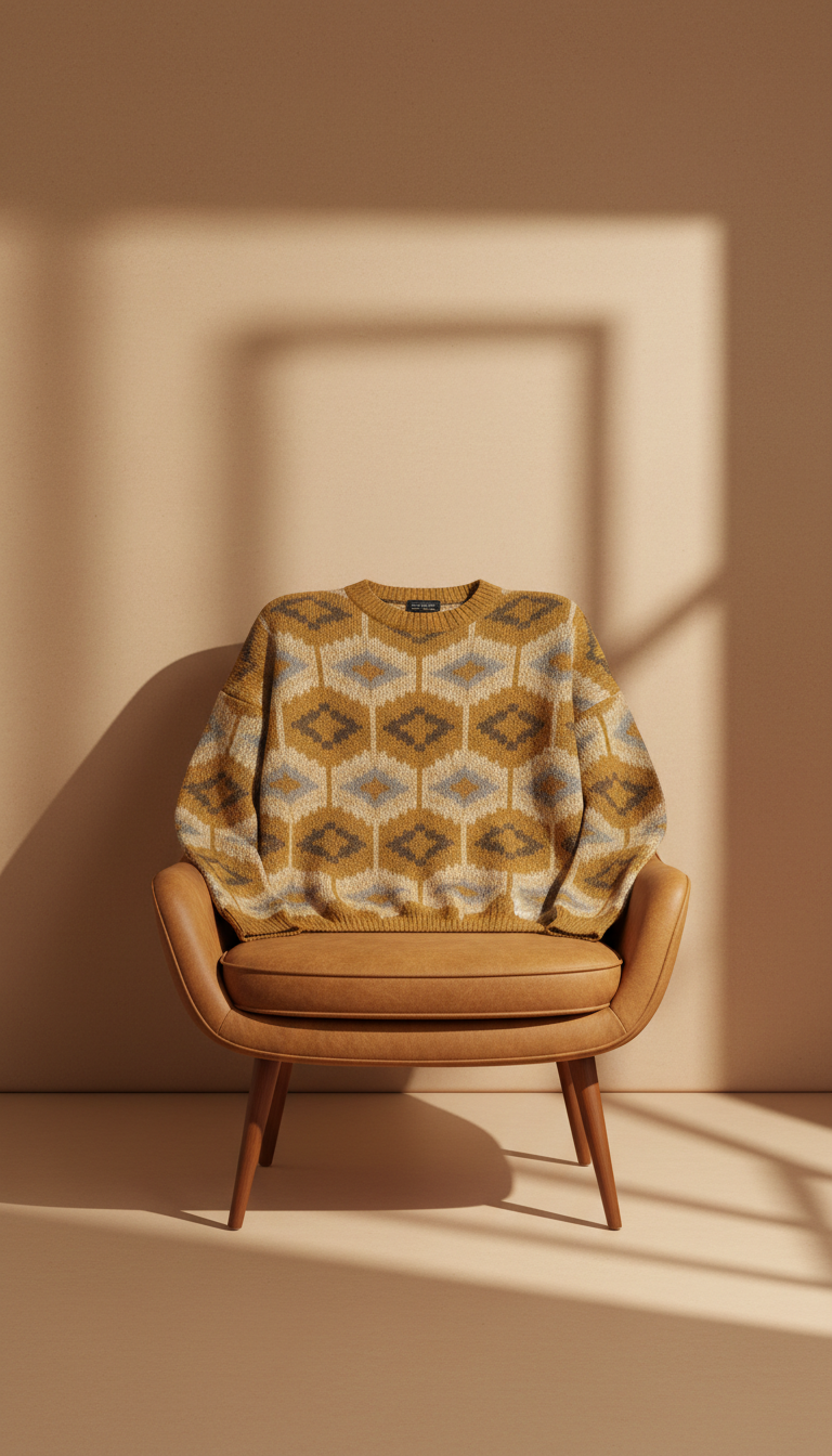 Golden Ochre Geometric Knit Sweater