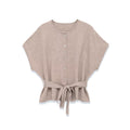 Round neck short sleeved knitted jacket with belt