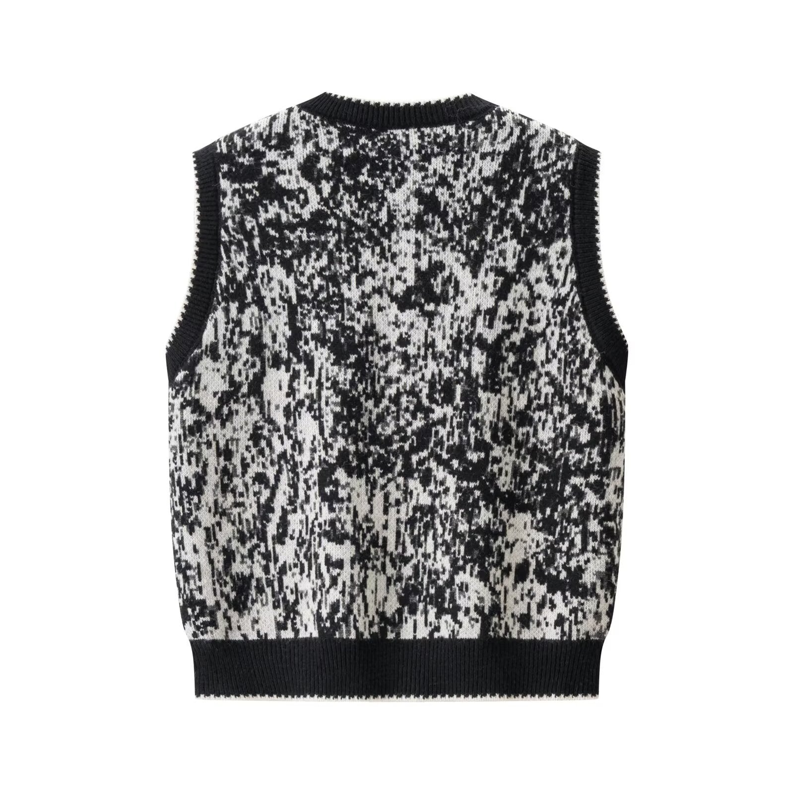 Vintage V-neck Jacquard Knitted Vest