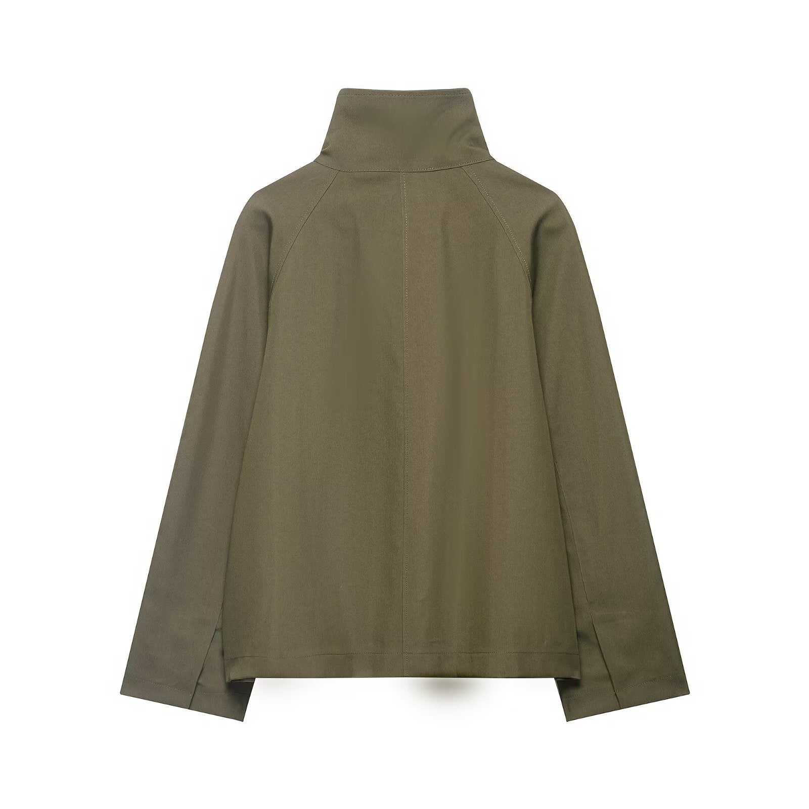 Style High Neck Loose Short Trench Coat for Women