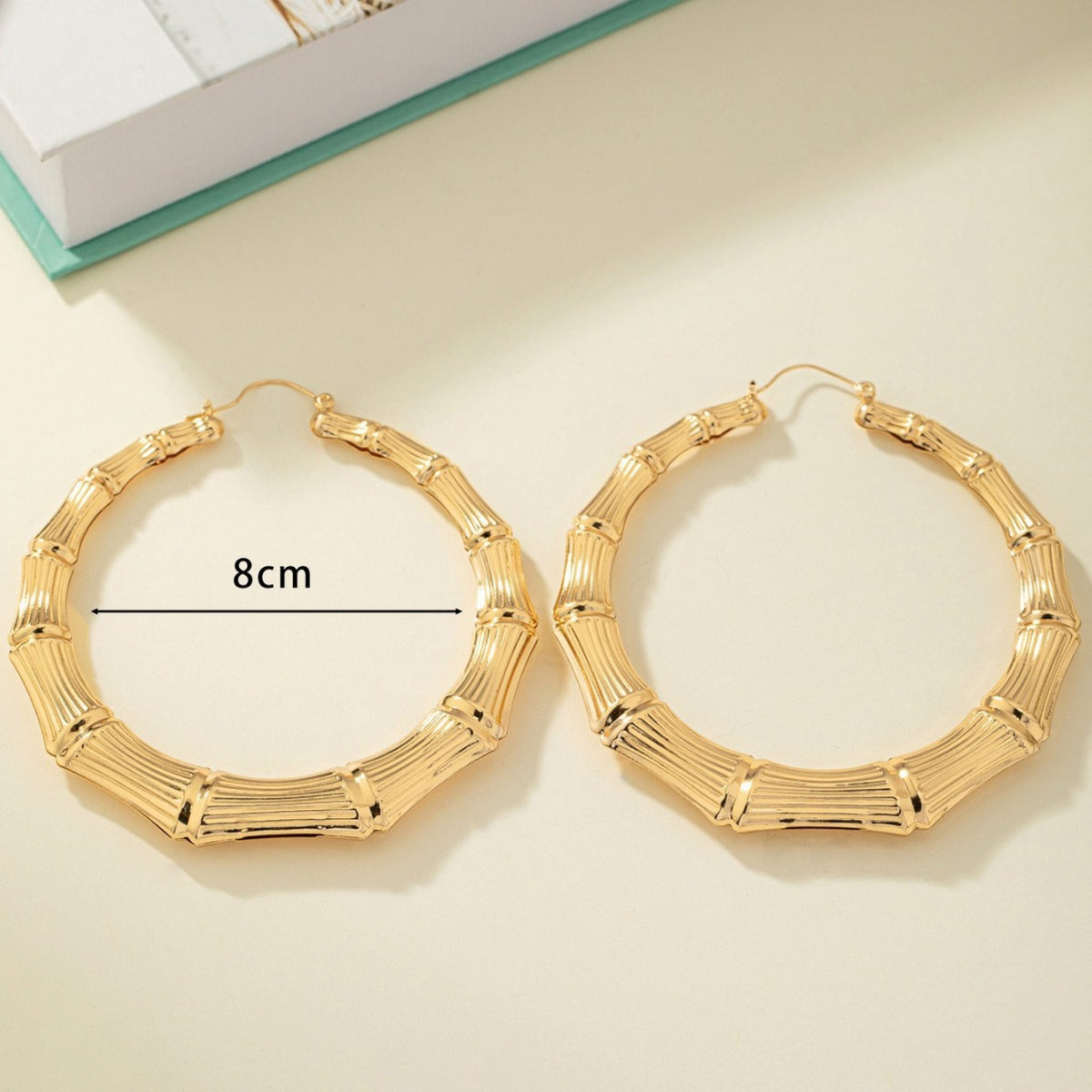 European and American personalized women's earrings, hip-hop circle bamboo knot earrings, exaggerated design, versatile and niche earrings