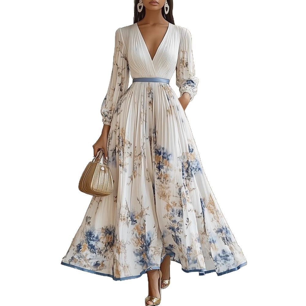 Long sleeved V-neck dress