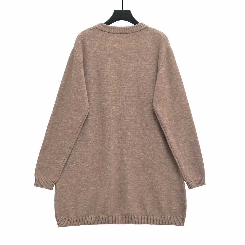 Lazy style casual versatile loose round neck knitted dress