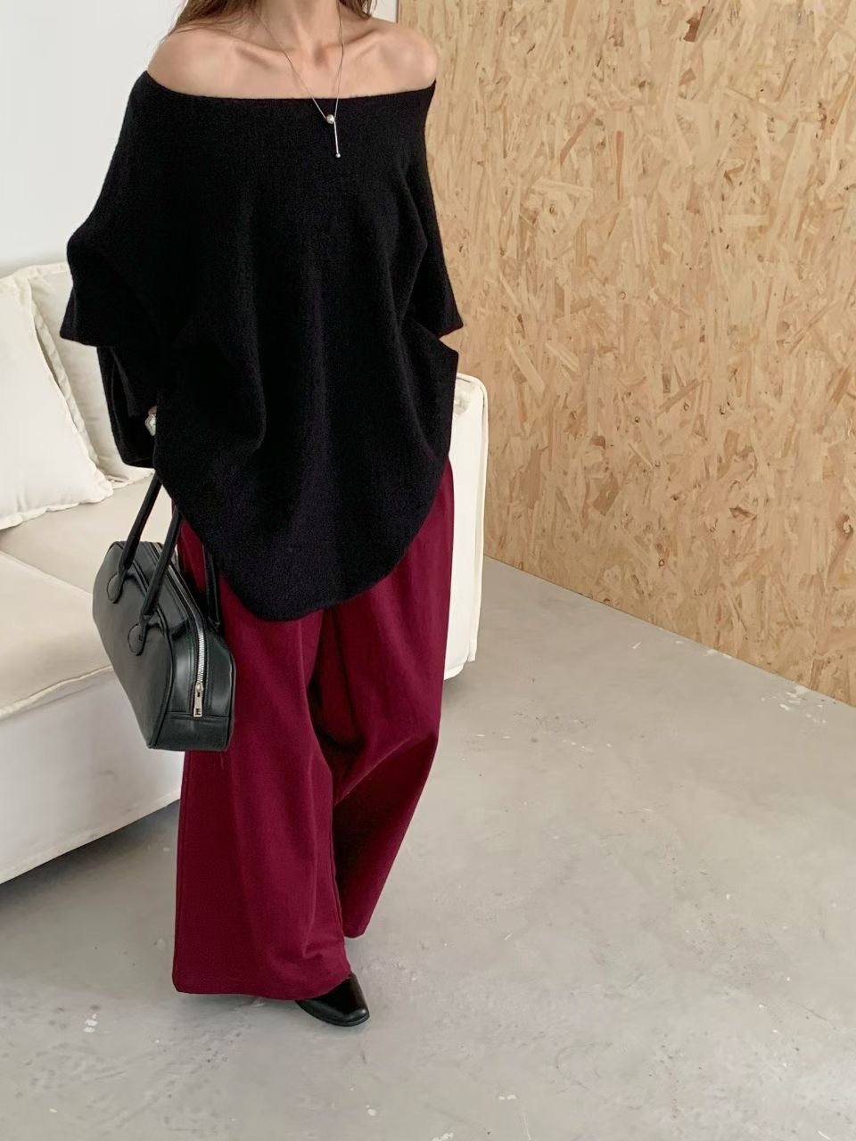 Lazy Style Knit Sweater Coat for Women, Irregular Design Batwing Sleeve Top