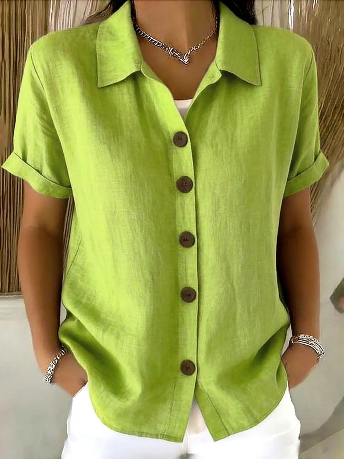 Collar short sleeved top