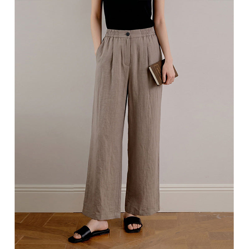 RelaxedLightweight Wide-Leg Pants for Women, High-Waisted Straight Leg Loose Casual Long Trousers