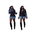 Fashion Casual Women's Patchwork Denim Blazer Coat