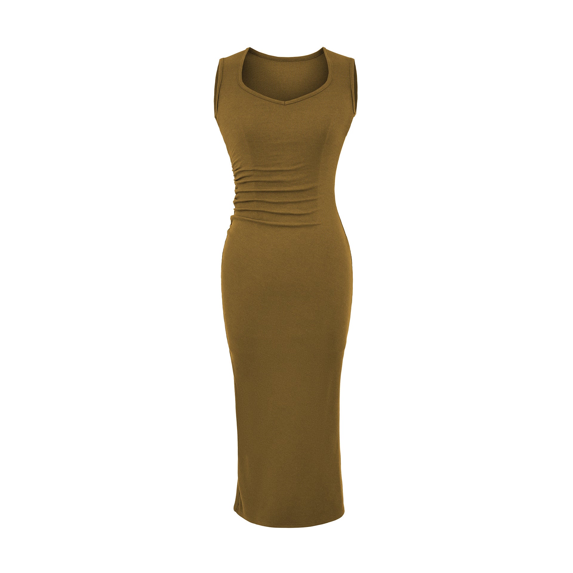 Chiffon Sleeveless A-Line Dress with Square Neck,Elegant Fit-and-Flare Midi Dress