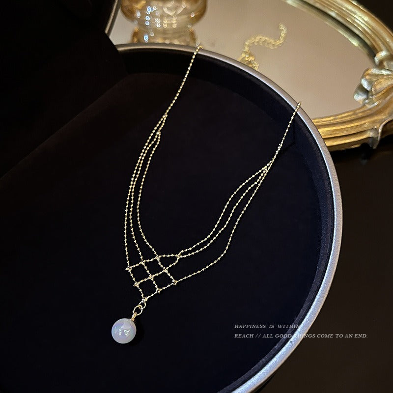 Colorful Pearl Lace Necklace Women's Multi-Layer Necklace Clavicle Chain