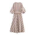 Women's striped MIDI dress with belt