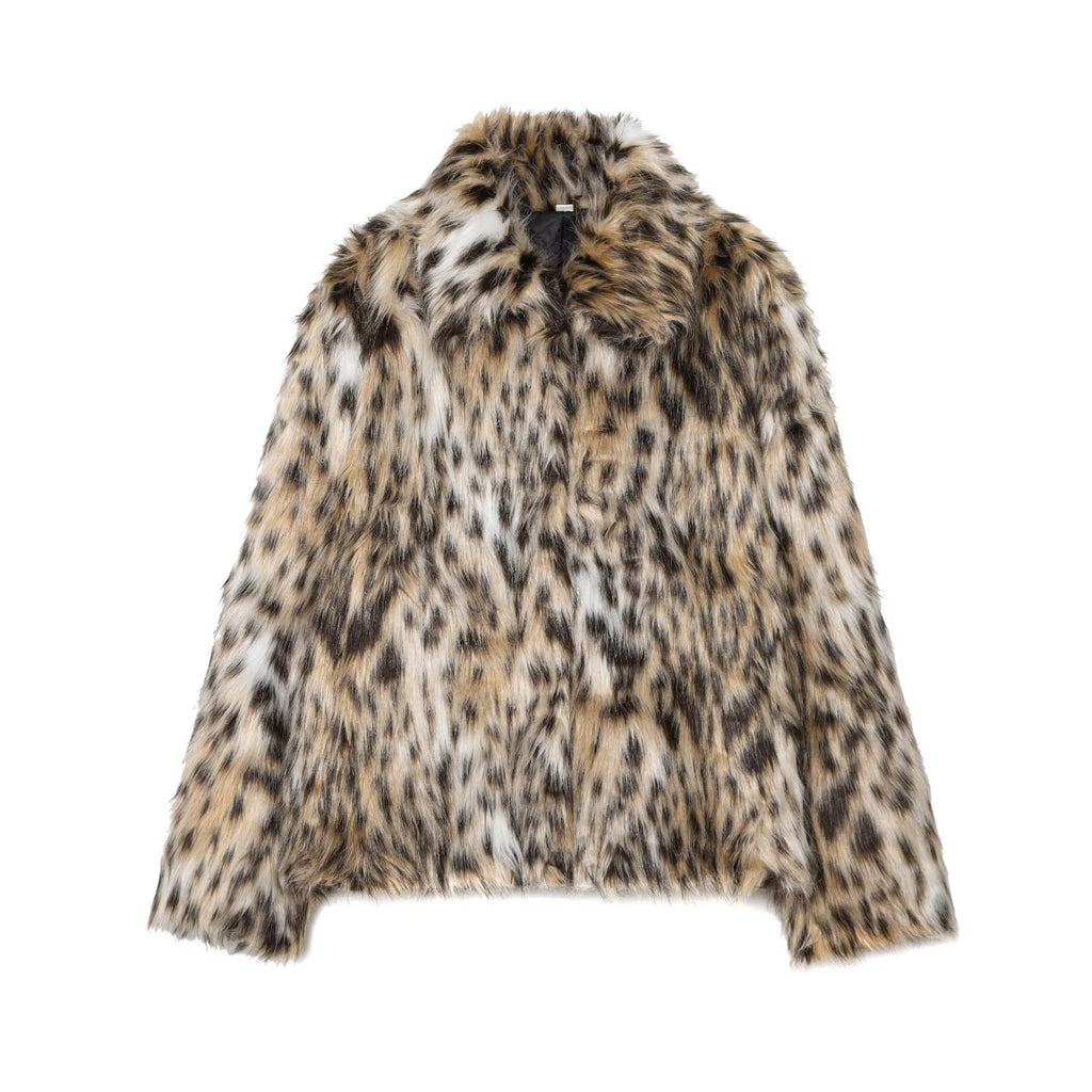 Artificial fur effect jacket for women's clothing