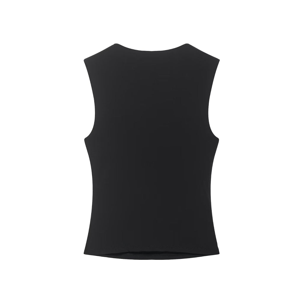 Summer pleated sleeveless slim fit vest