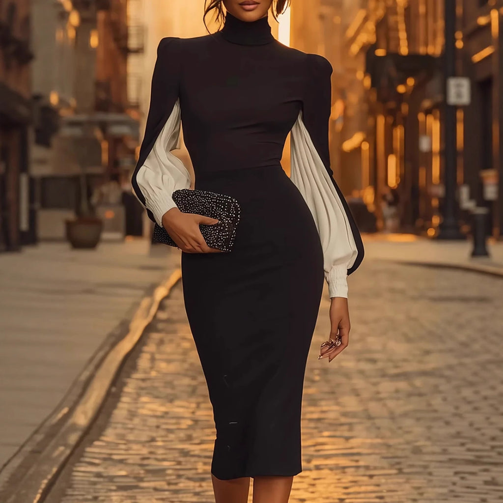 Elegant High Neck Sheath Dress with Side Slit Summer Fashion Dress