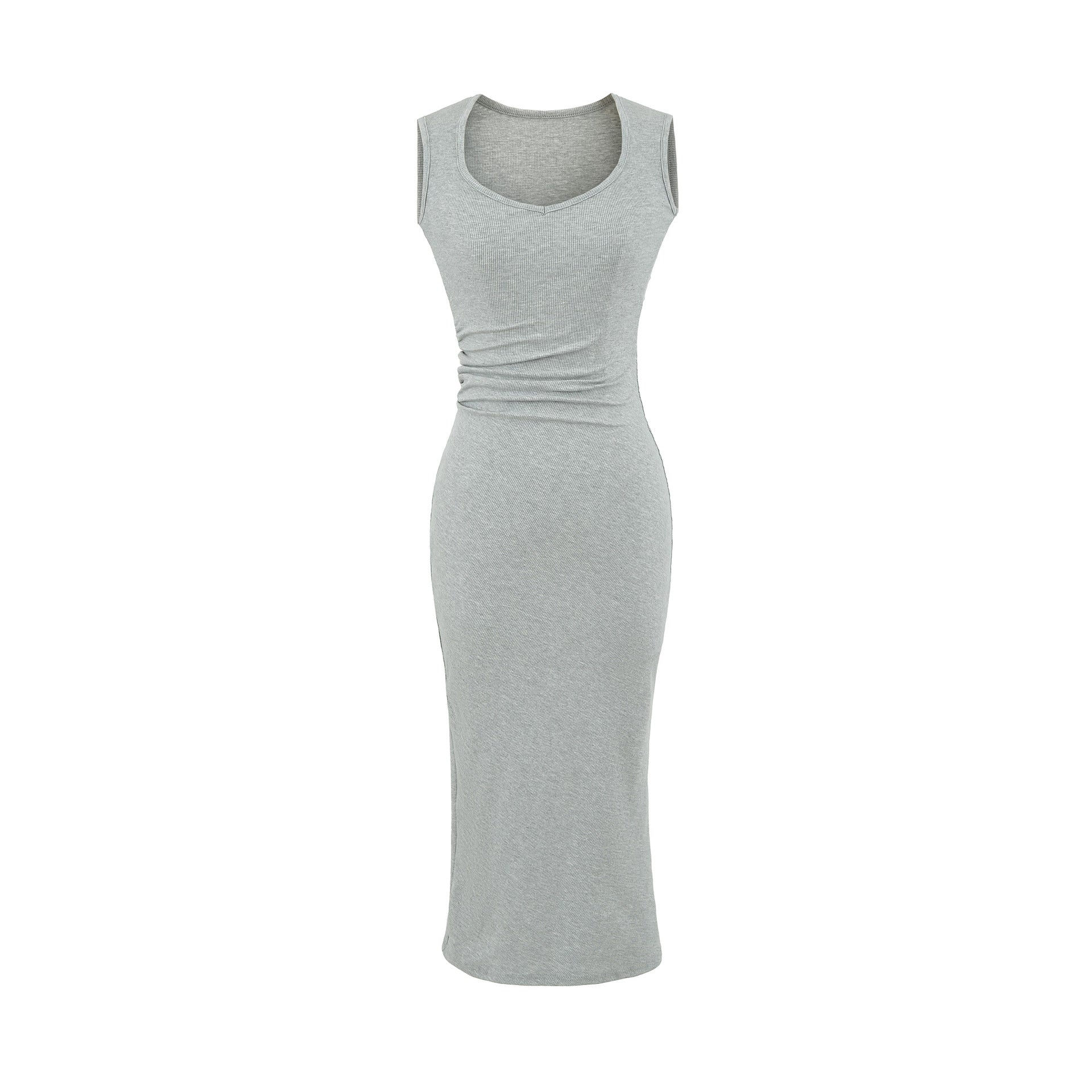 Chiffon Sleeveless A-Line Dress with Square Neck,Elegant Fit-and-Flare Midi Dress