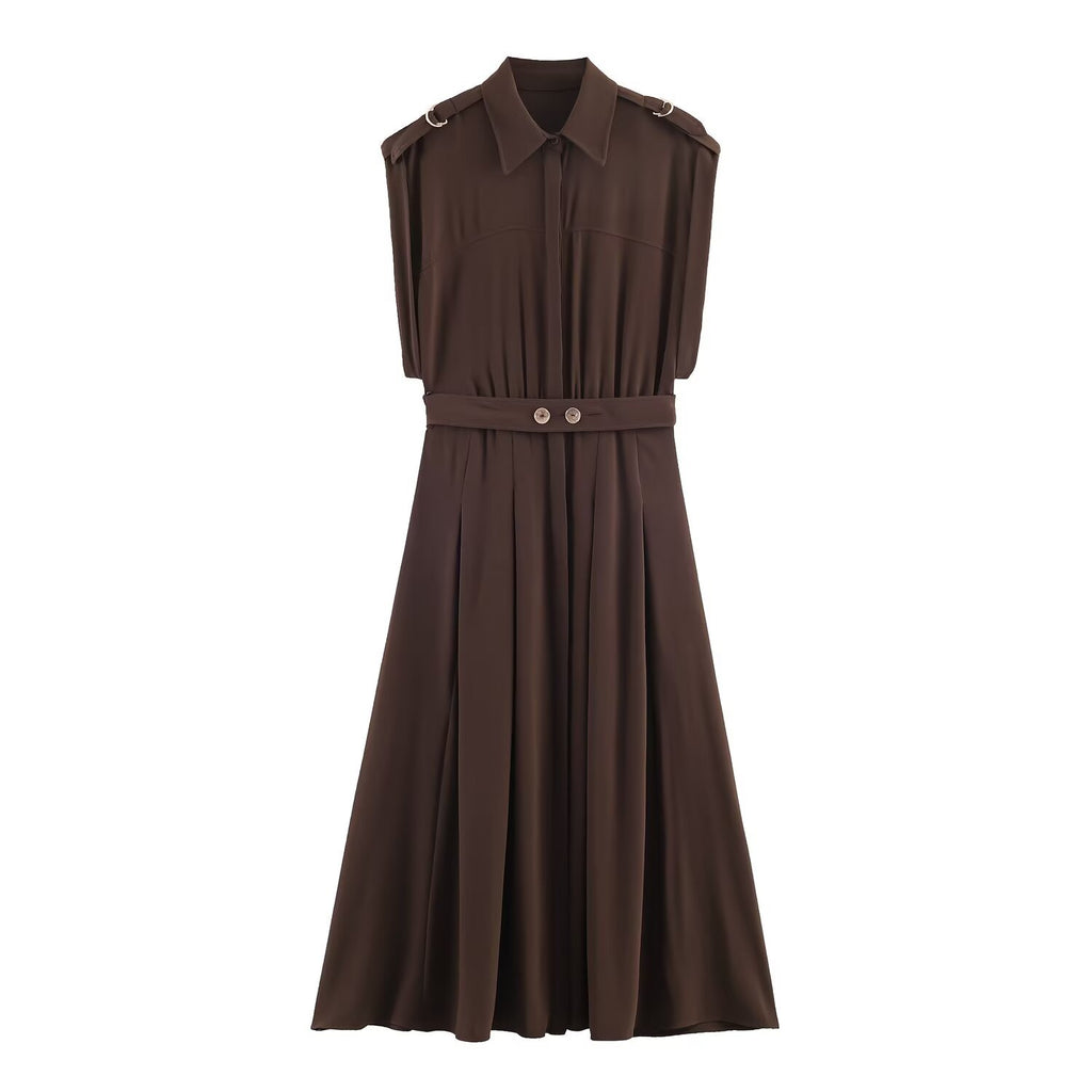 Belt and flute shirt style dress