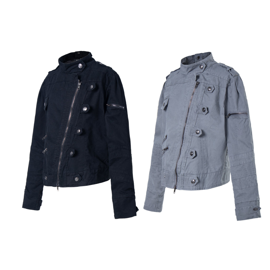 Wash and make old rivet stand collar jacket for women