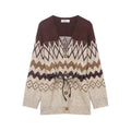 Vintage Jacquard Bead Knitted Coat with Belt
