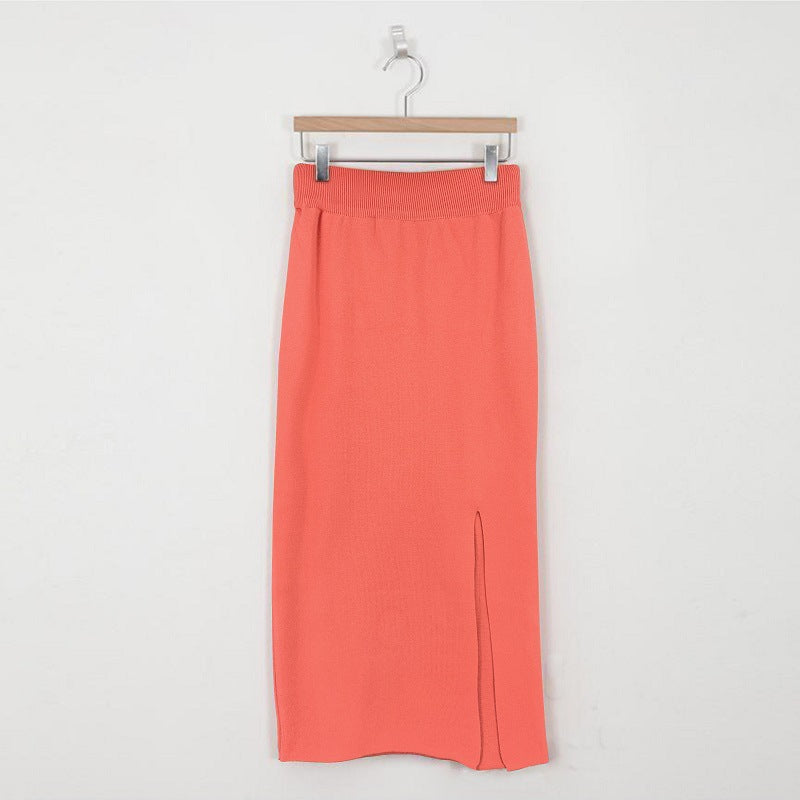 Slim fit split half skirt