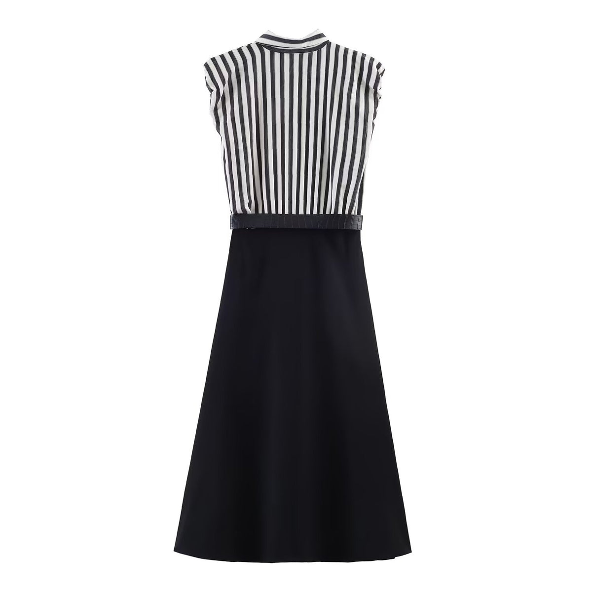 Splicing striped MIDI dress for women's wear