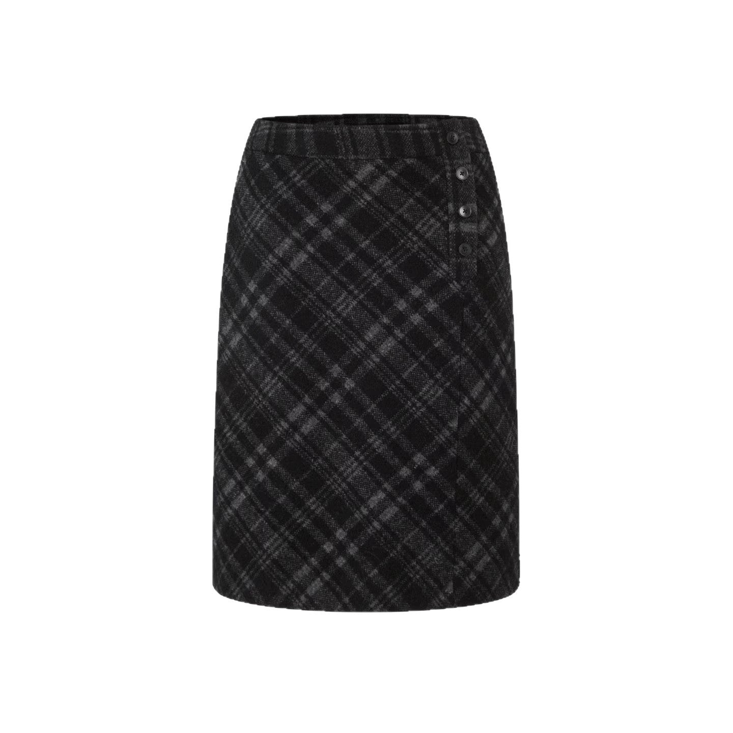 Checkered Skirt  Woolen A-Line Long Skirt Slim Fit High-Waisted Pencil Skirt