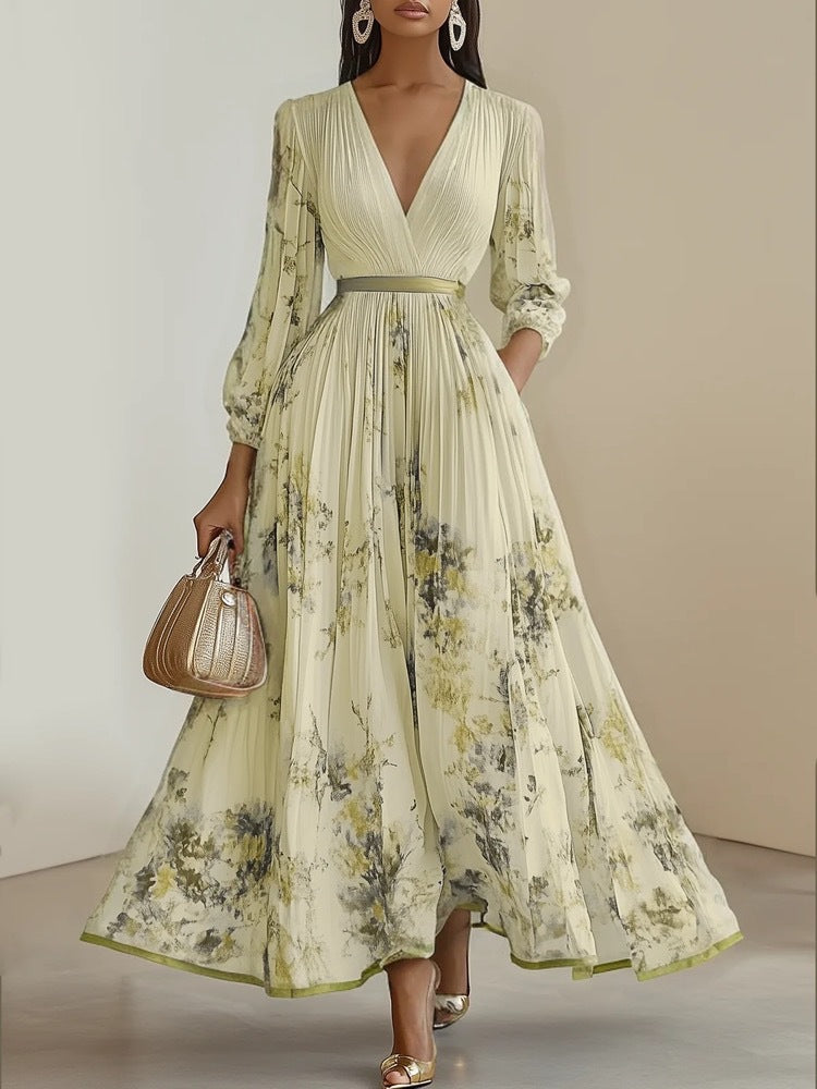 Long sleeved V-neck dress