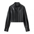 Casual classic versatile short leather jacket
