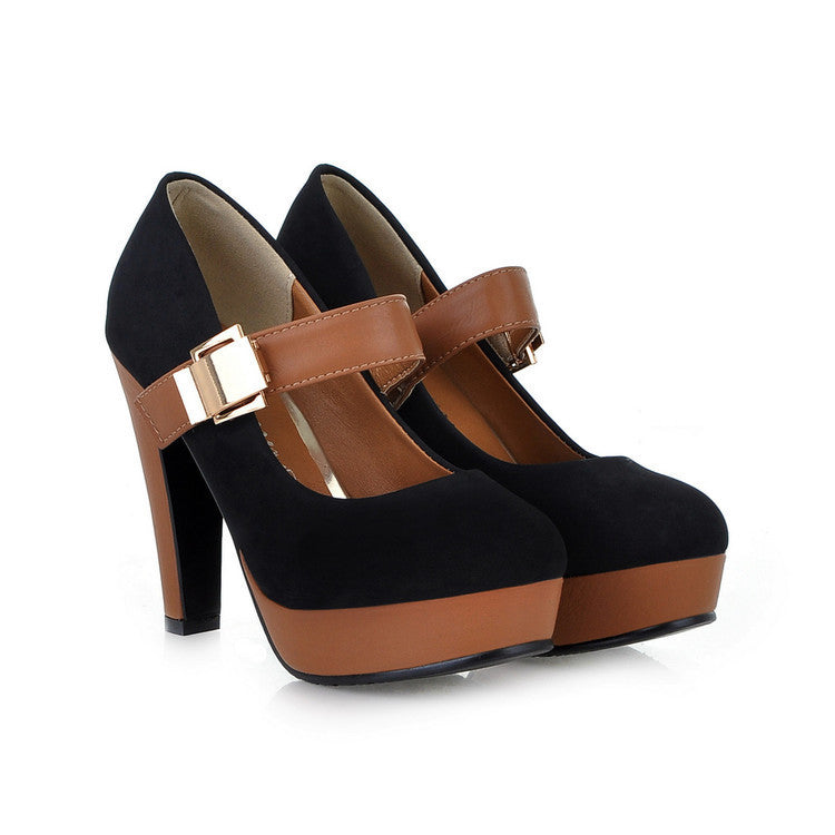 Wide-leg Women's Shoes Platform High Heels Velcro Heels Spring and Autumn Shallow Mouth Single Shoes