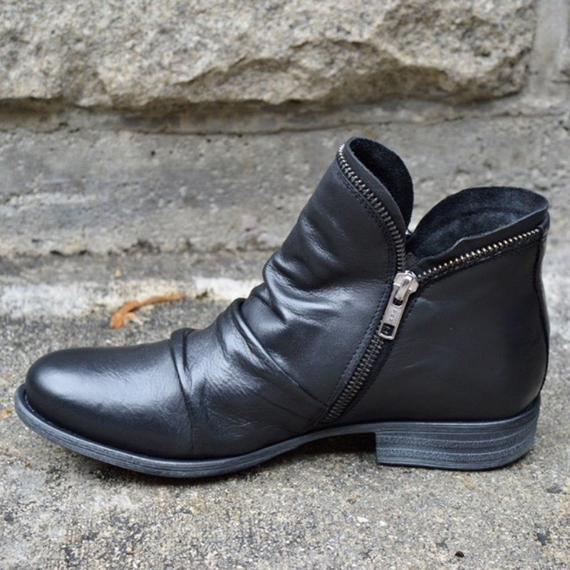 Autumn and winter new Europe and the United States hot selling thick heel double zipper ankle boots for women Martin boots