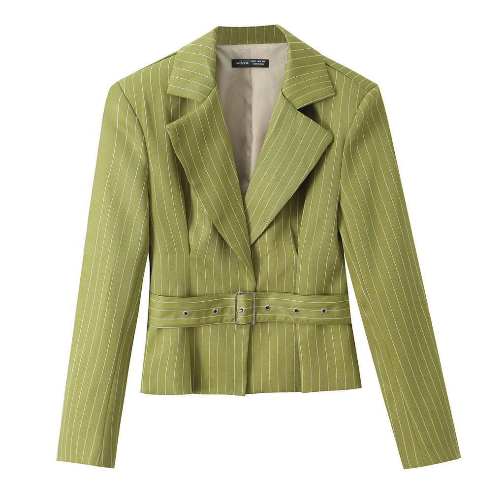 Commuter style versatile striped suit short jacket