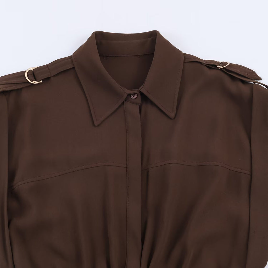 Belt and flute shirt style dress