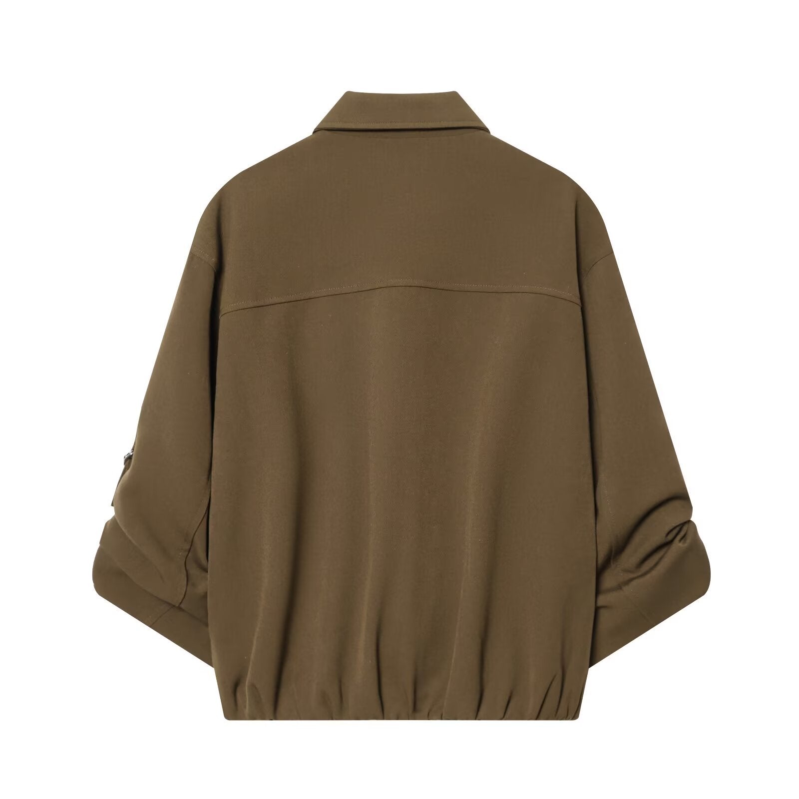 Flip collar rolled edge sleeve pilot jacket