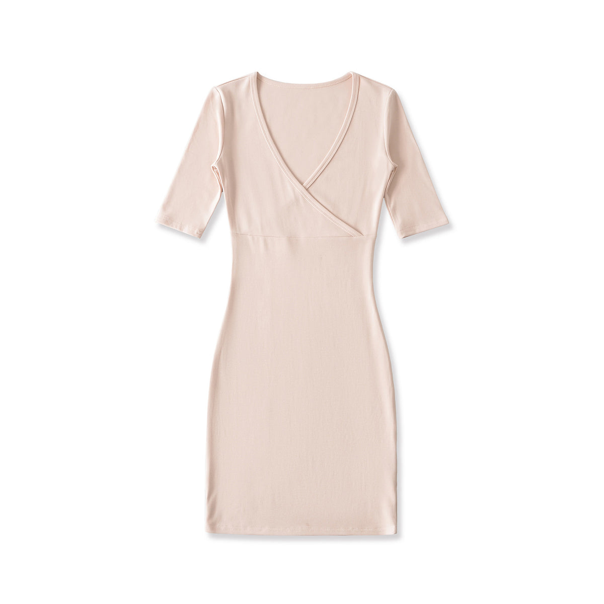 Slim cross V-neck waist cinched dress short skirt