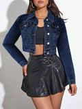 Long sleeved collar denim jacket