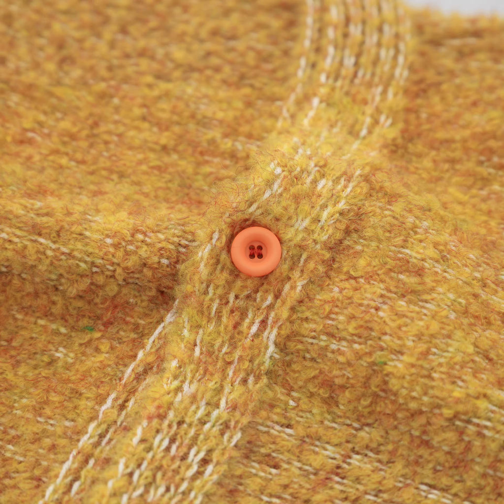Retro loose yellow round neck sweater jacket for women