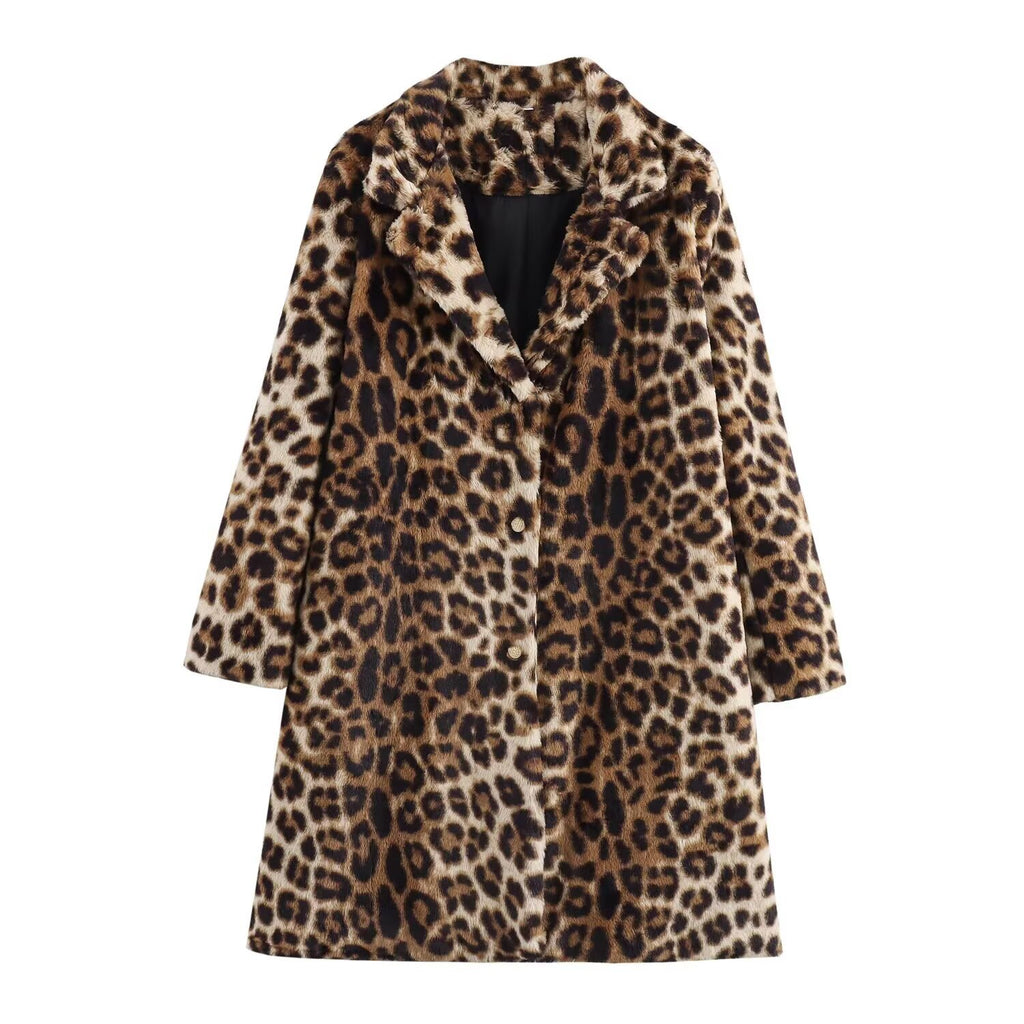 Casual versatile leopard print long jacket