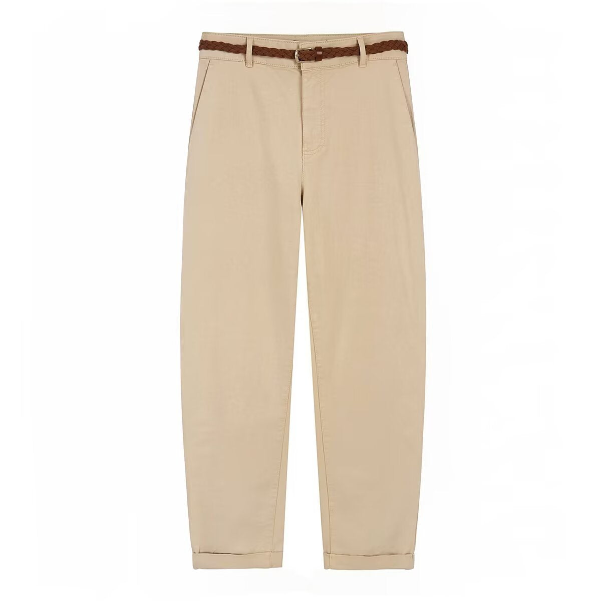Street woven waistband casual straight leg pants