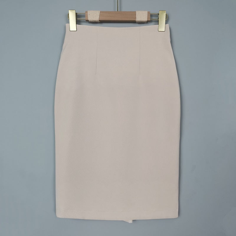 High waisted tight fitting hip hugging mid length skirt for women