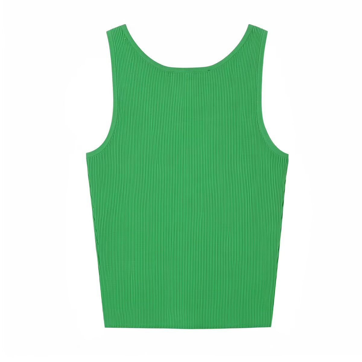 Hot girl ribbed knitted sleeveless top