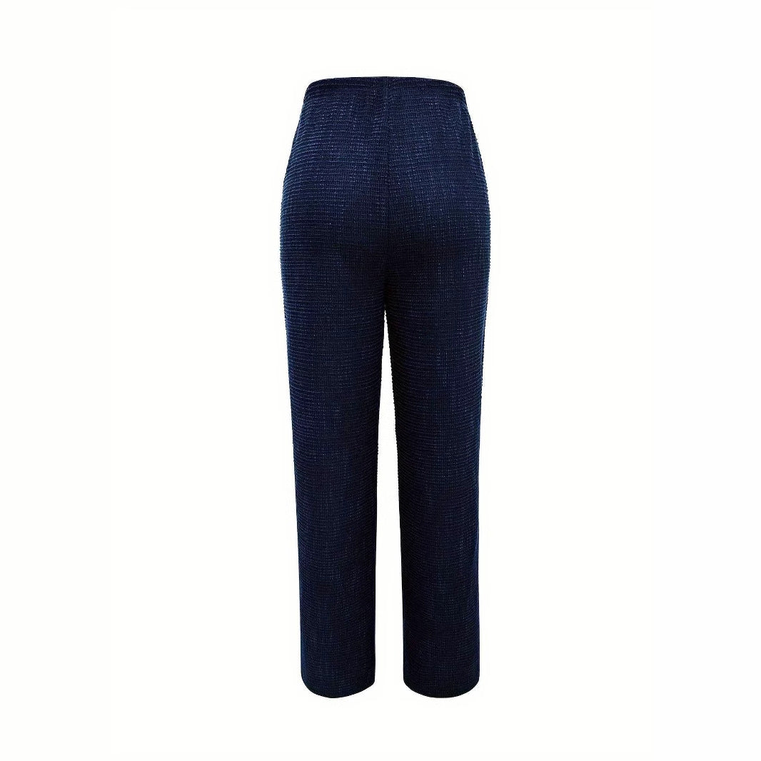 Double breasted knitted straight leg pants