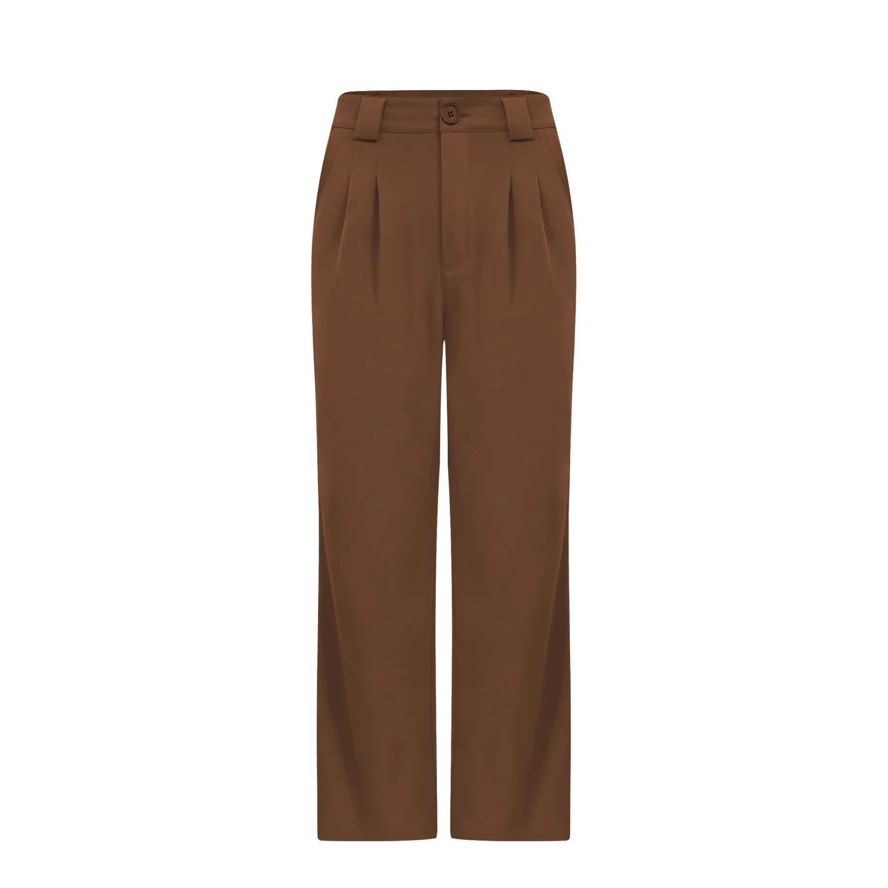 Fashionable High-Waisted Suit Pants for WomenButton Closure, Spring and Summer Casual Trousers