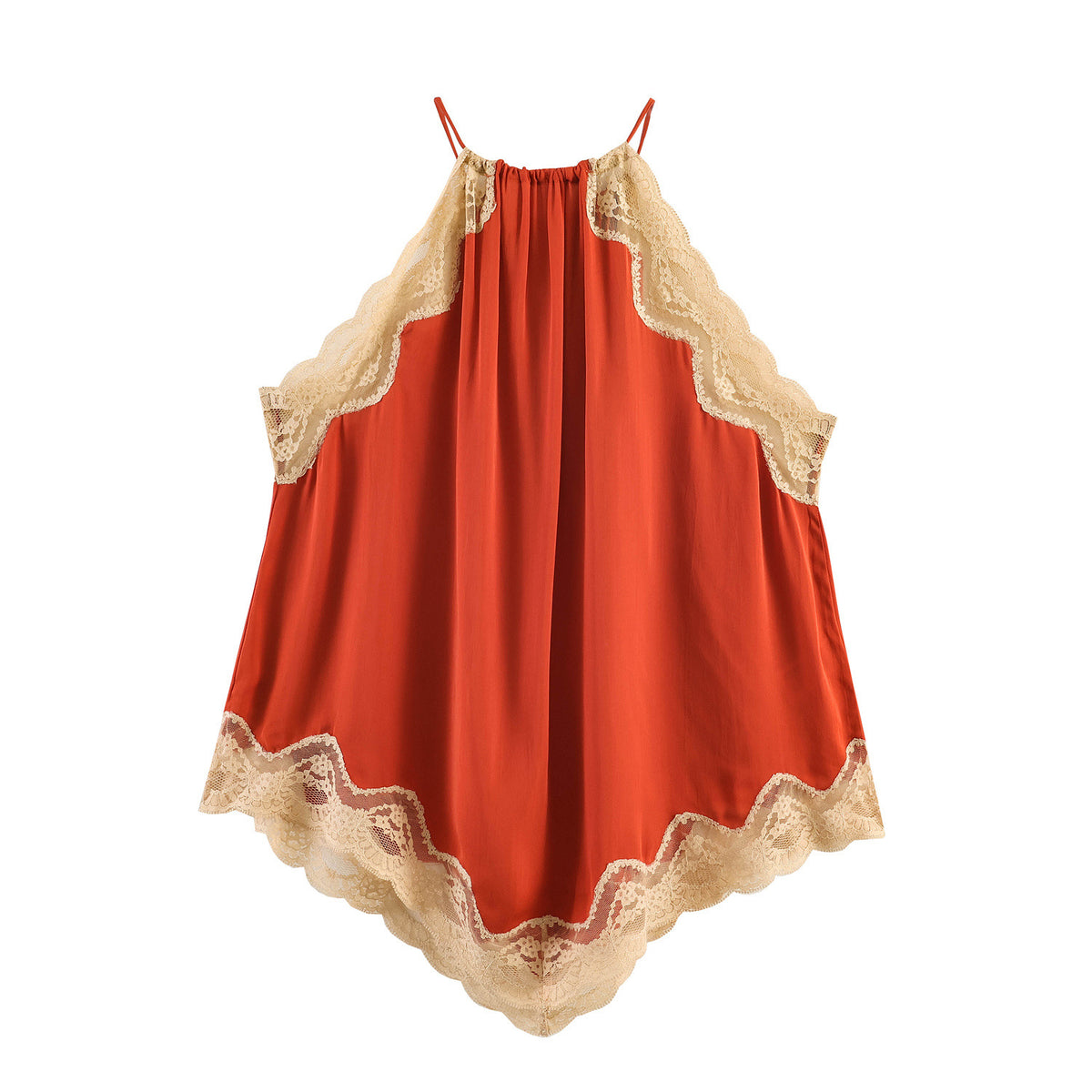 Hot girl lace patchwork neck top