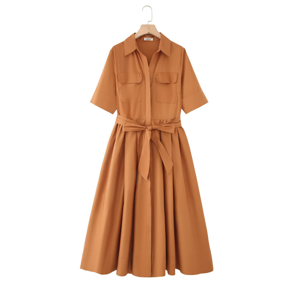 Style Short Sleeve Shirt Dress for Women