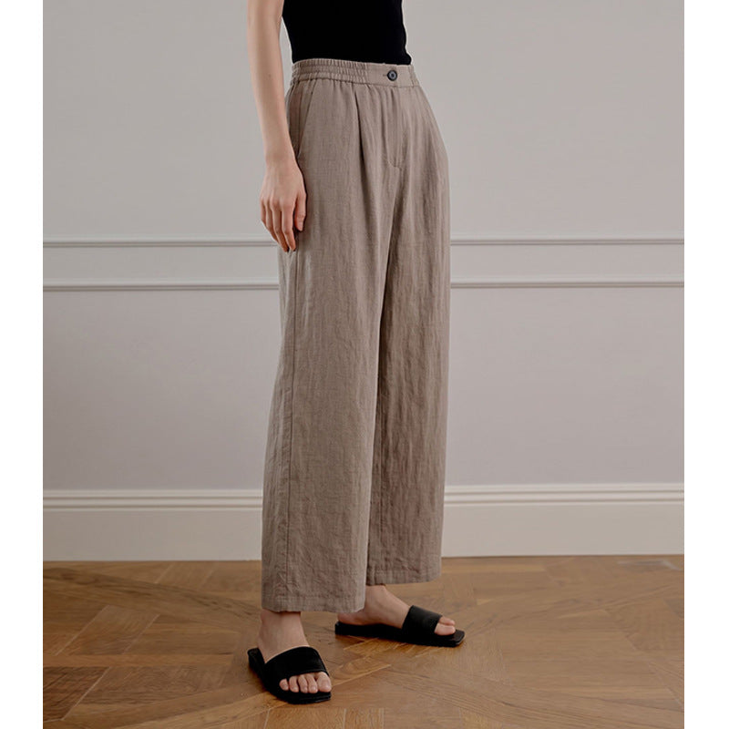RelaxedLightweight Wide-Leg Pants for Women, High-Waisted Straight Leg Loose Casual Long Trousers