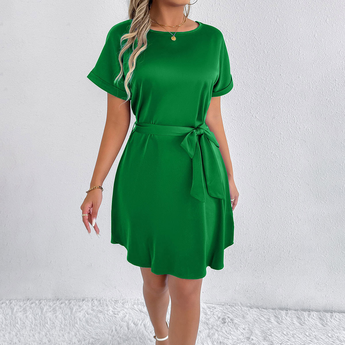 Short sleeved round neck dress